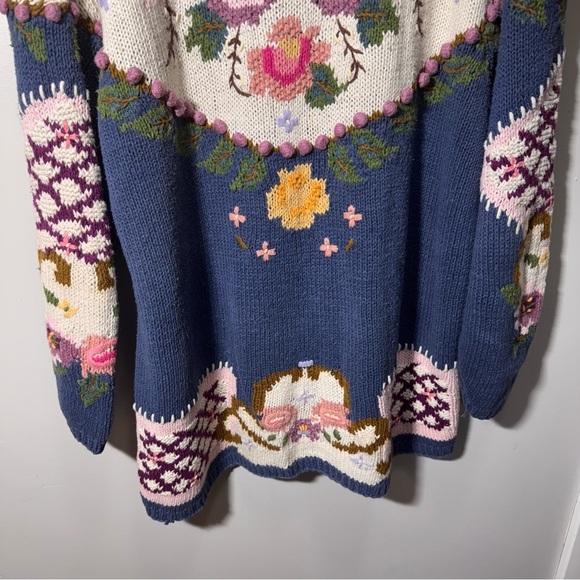Vintage Bronte Knitted by Hand Cottagecore Granny Floral Sweater Size Large - Picture 9 of 16